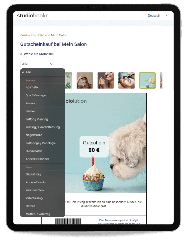 Online Gutscheine studiolution