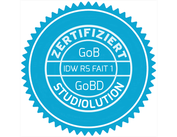 studiolution zertifiziert die Kassensoftware nach GoBD